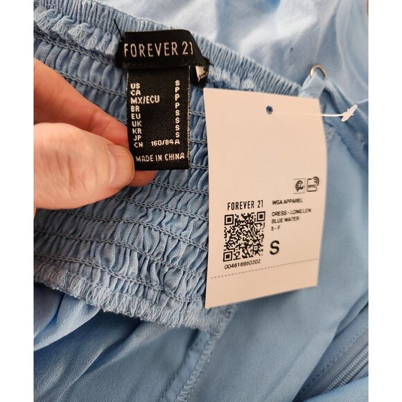 NWT Forever 21 Blue Sleeveless Longline Dress With Stretch Back Panel S - Picture 3 of 4